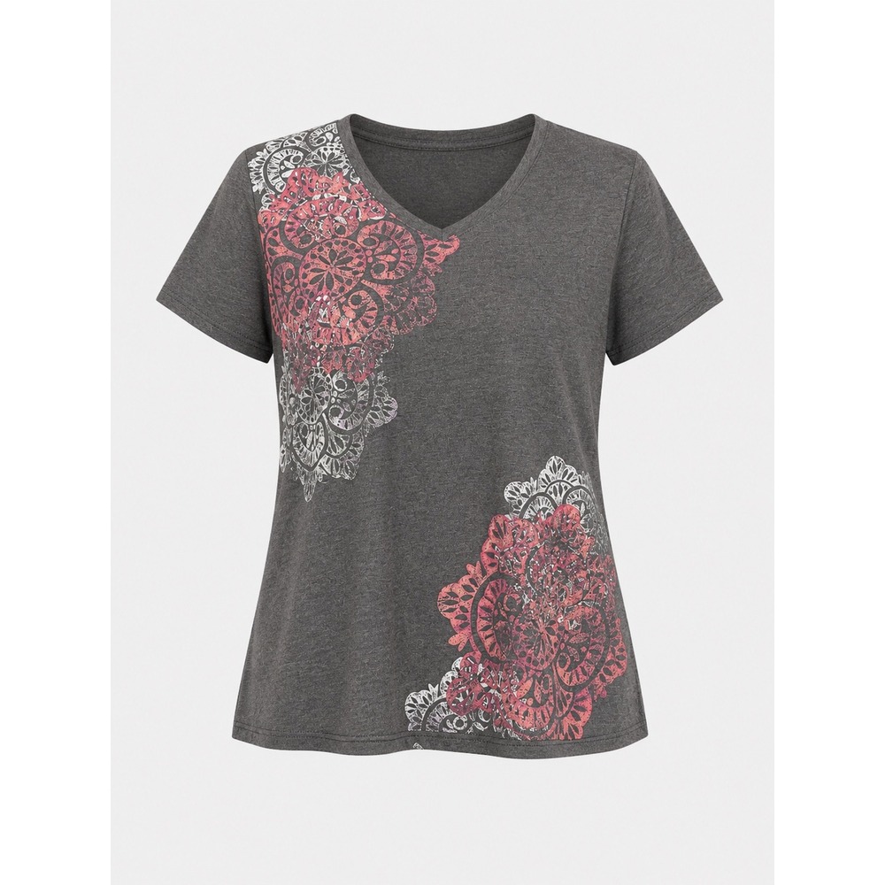 Kohl's Sonoma Goods for Life Gray Mandala Graphic V-Neck T-Shirt XXL
